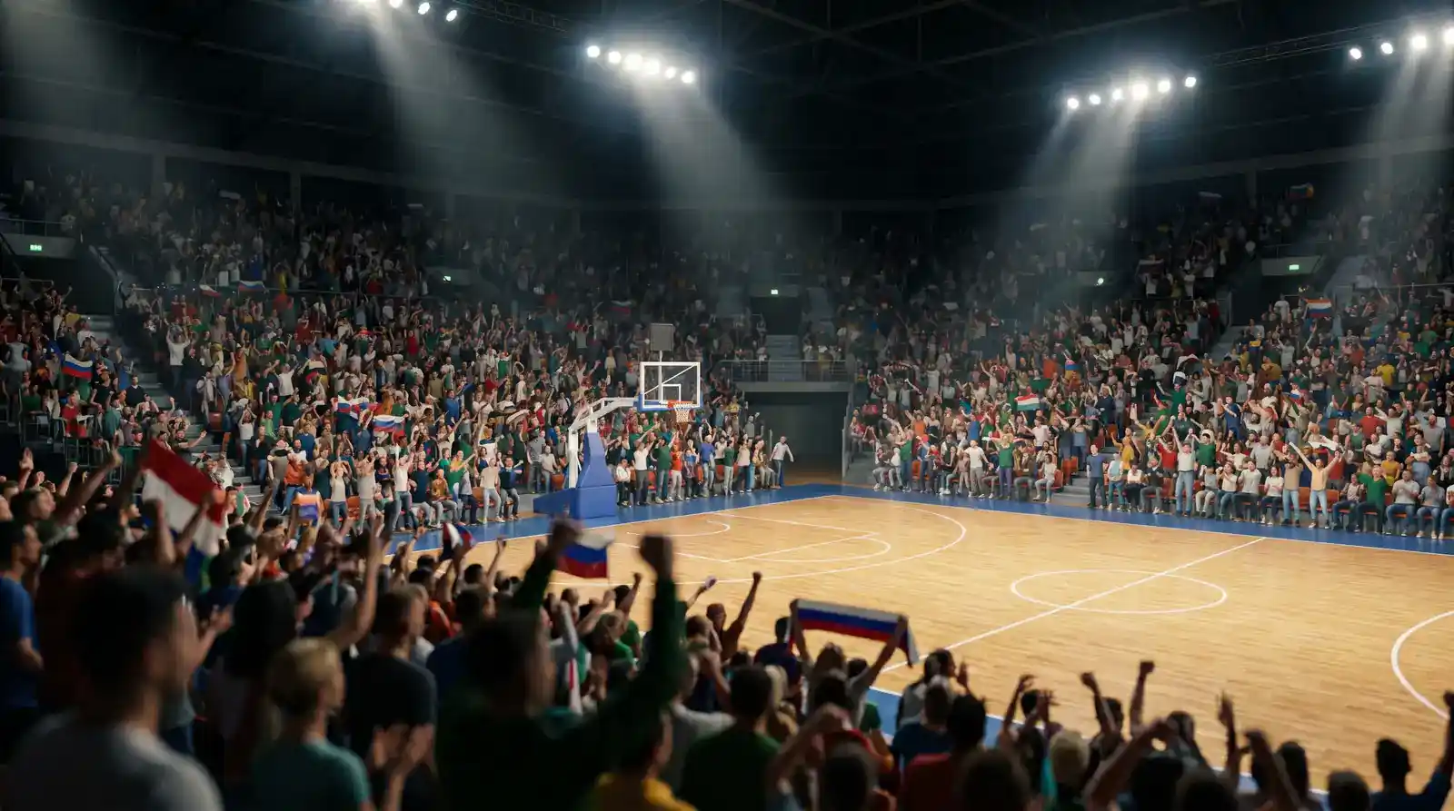Arena europea piena di spettatori durante una partita di EuroBasket 2025