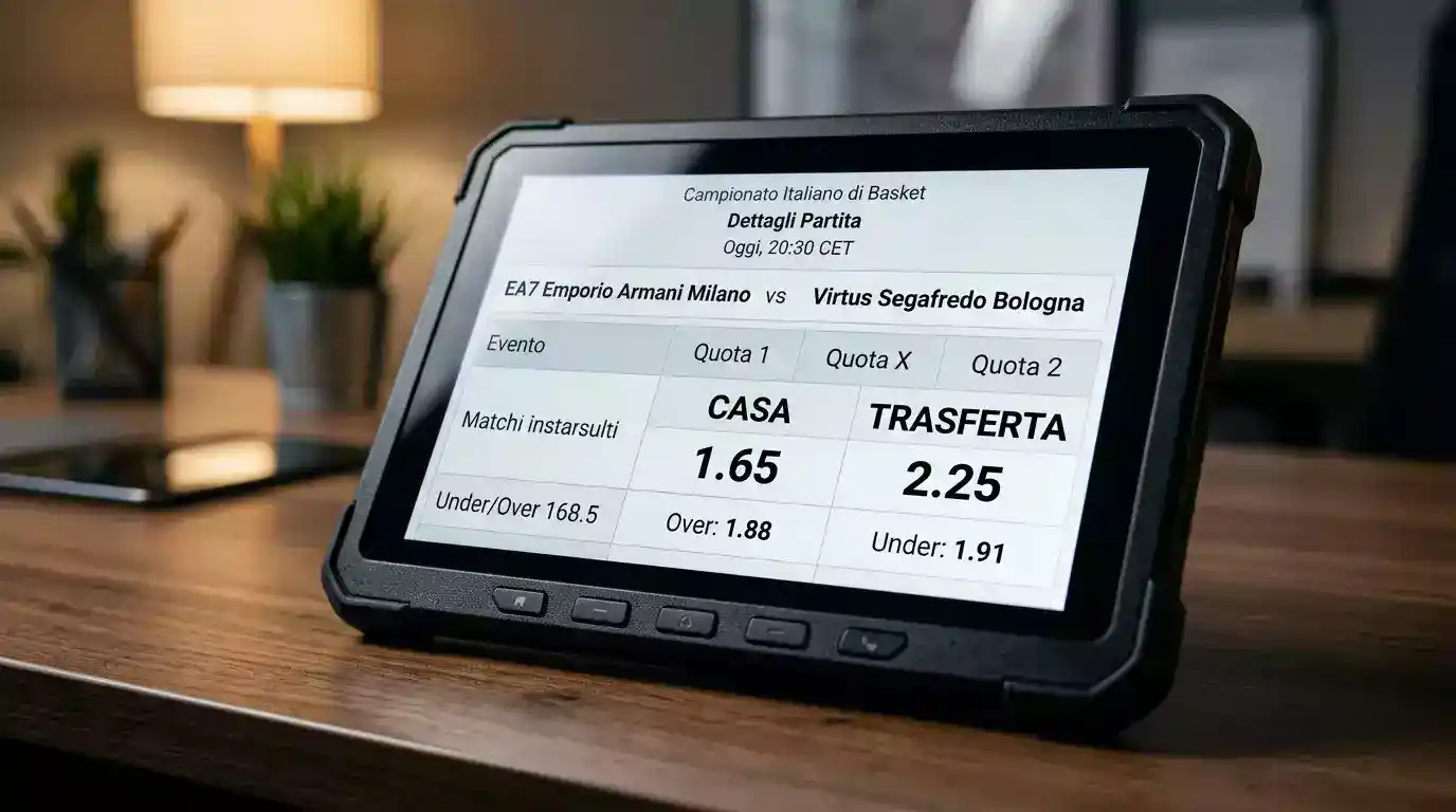 Tabellone bookmaker con quote distinte casa e trasferta in LBA