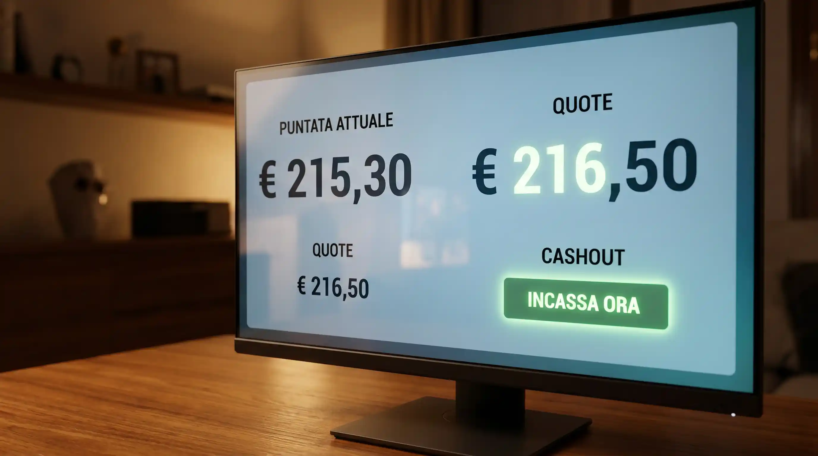 Schermo di terminale con interfaccia di cashout in tempo reale