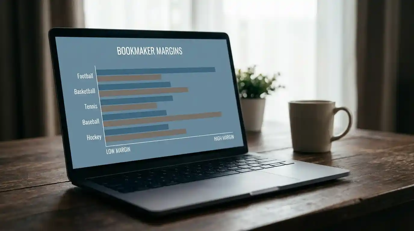 Grafico essenziale a barre che confronta il margine bookmaker tra sport diversi
