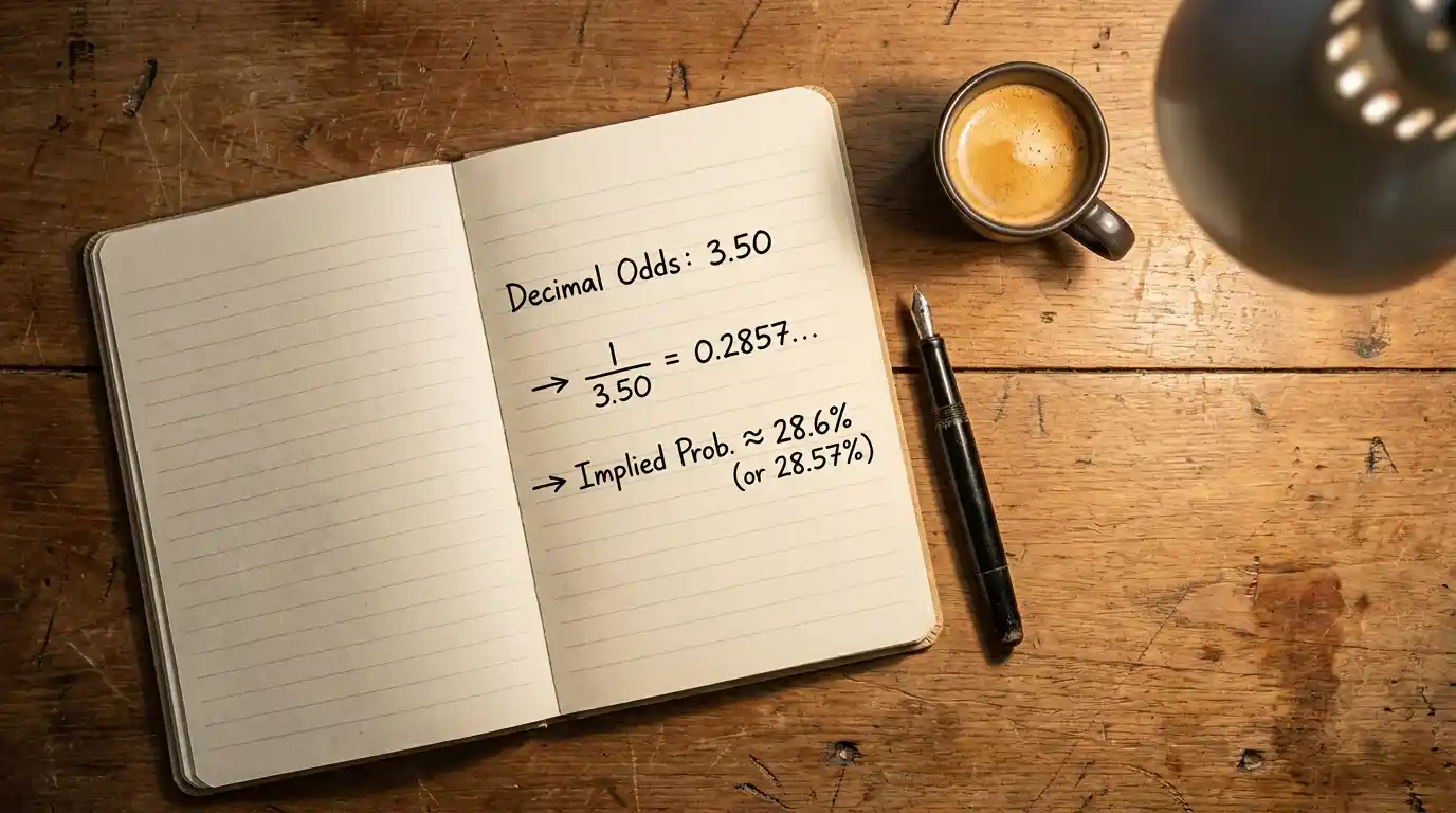 Notebook aperto con esempio di calcolo della probabilità su una quota 1,50