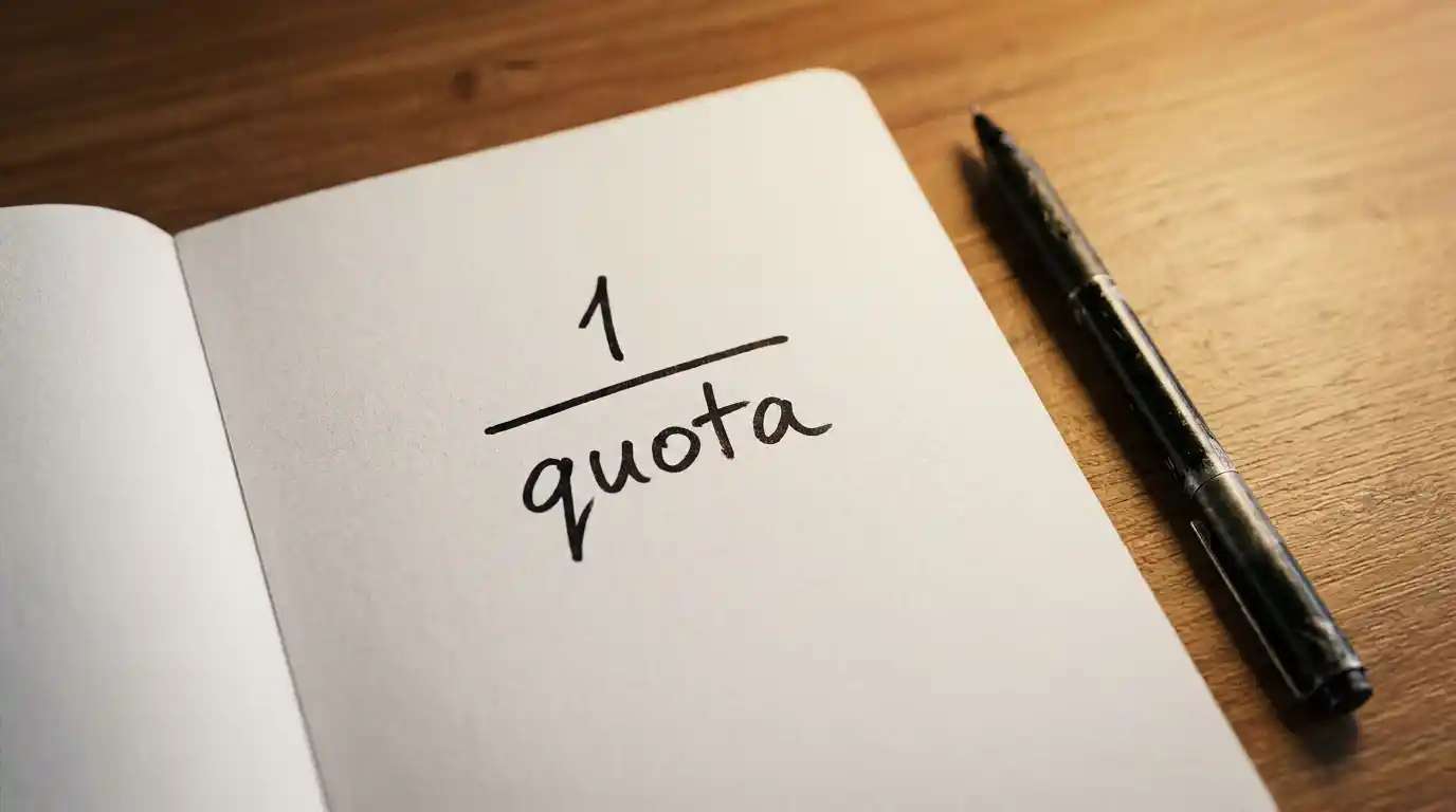 Block notes con la formula 1/quota scritta a mano