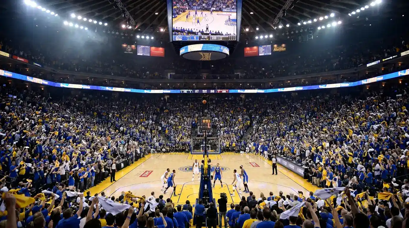 Arena NBA gremita durante una partita di playoff in casa
