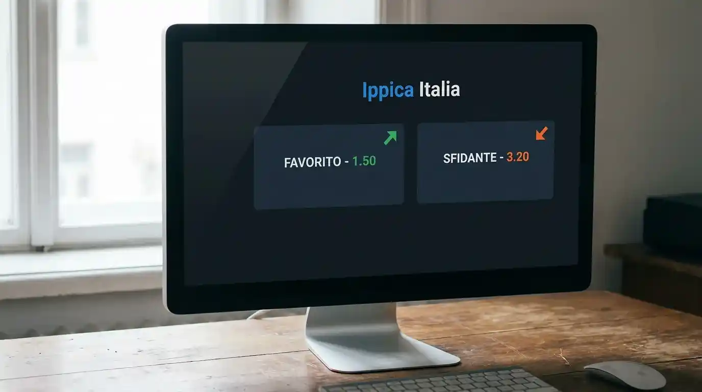 Schermo che evidenzia la quota della favorita e dell'underdog di una gara