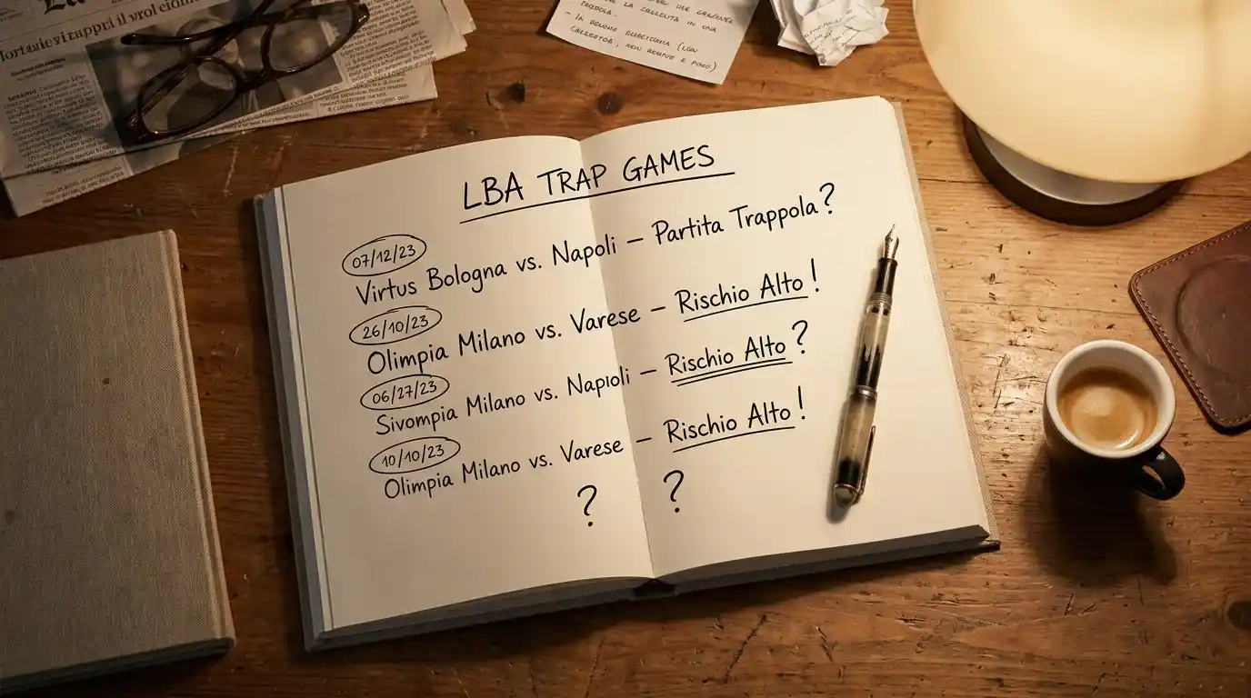 Quaderno dell'analista con annotazione delle partite trap del calendario LBA