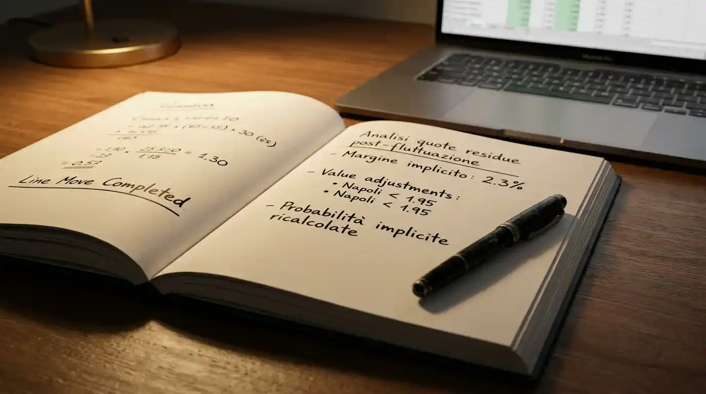 Quaderno con appunti sulle quote residue dopo un line move completo