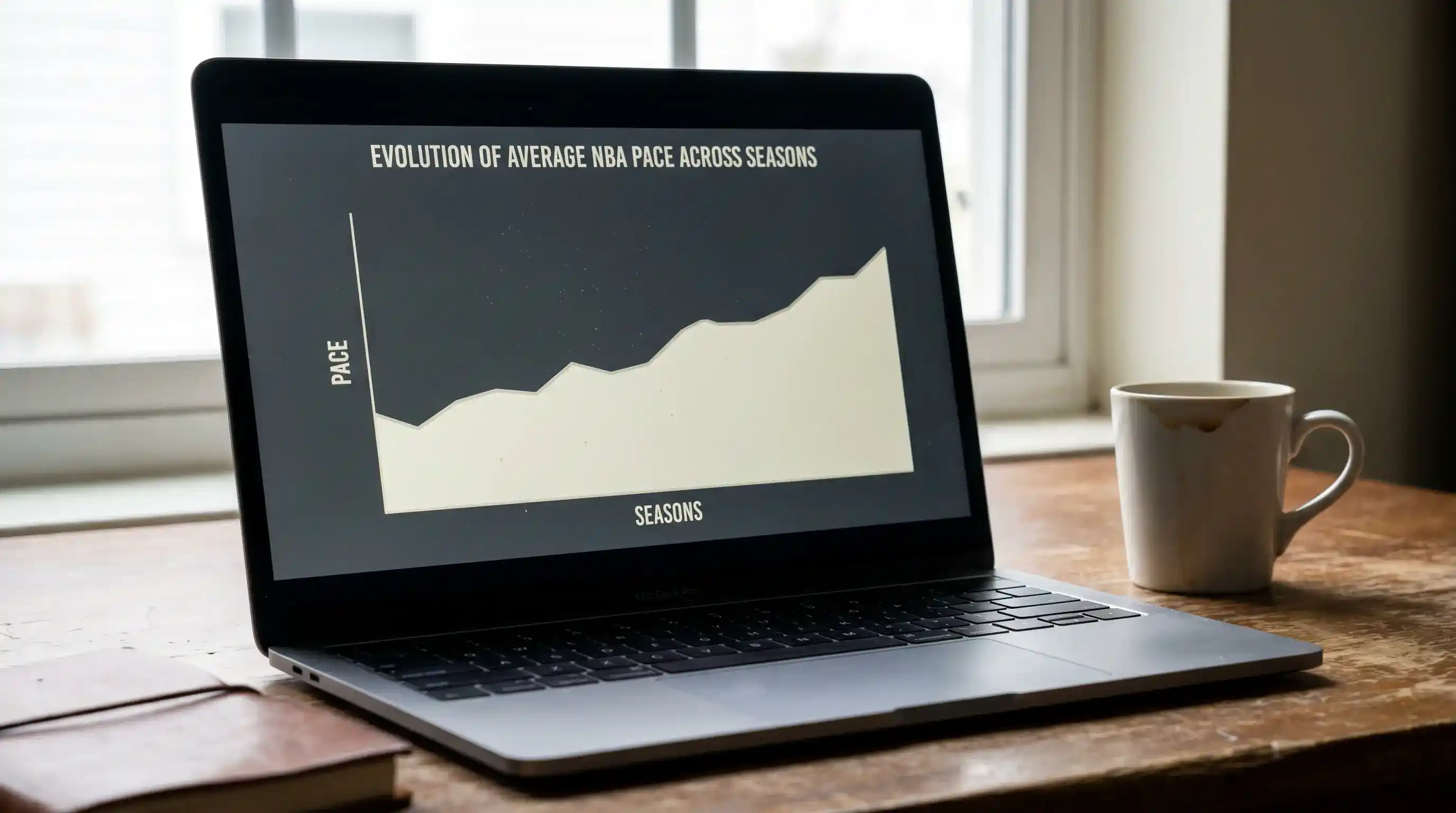 Grafico semplice che mostra l'evoluzione del pace medio NBA per stagione