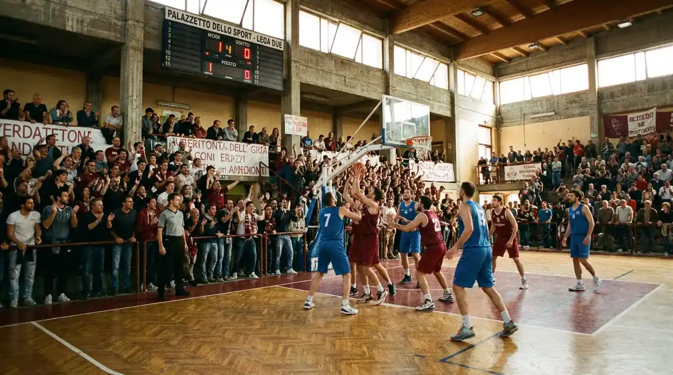 Squadra outsider di LBA in azione in palazzetto durante un match casalingo
