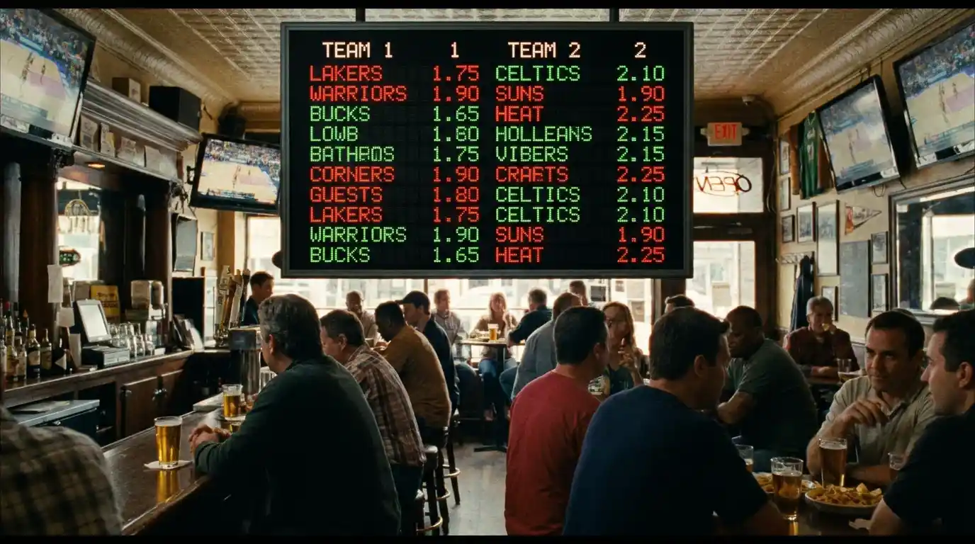 Tabellone con quote 1X2 di una partita di basket esposte da un bookmaker