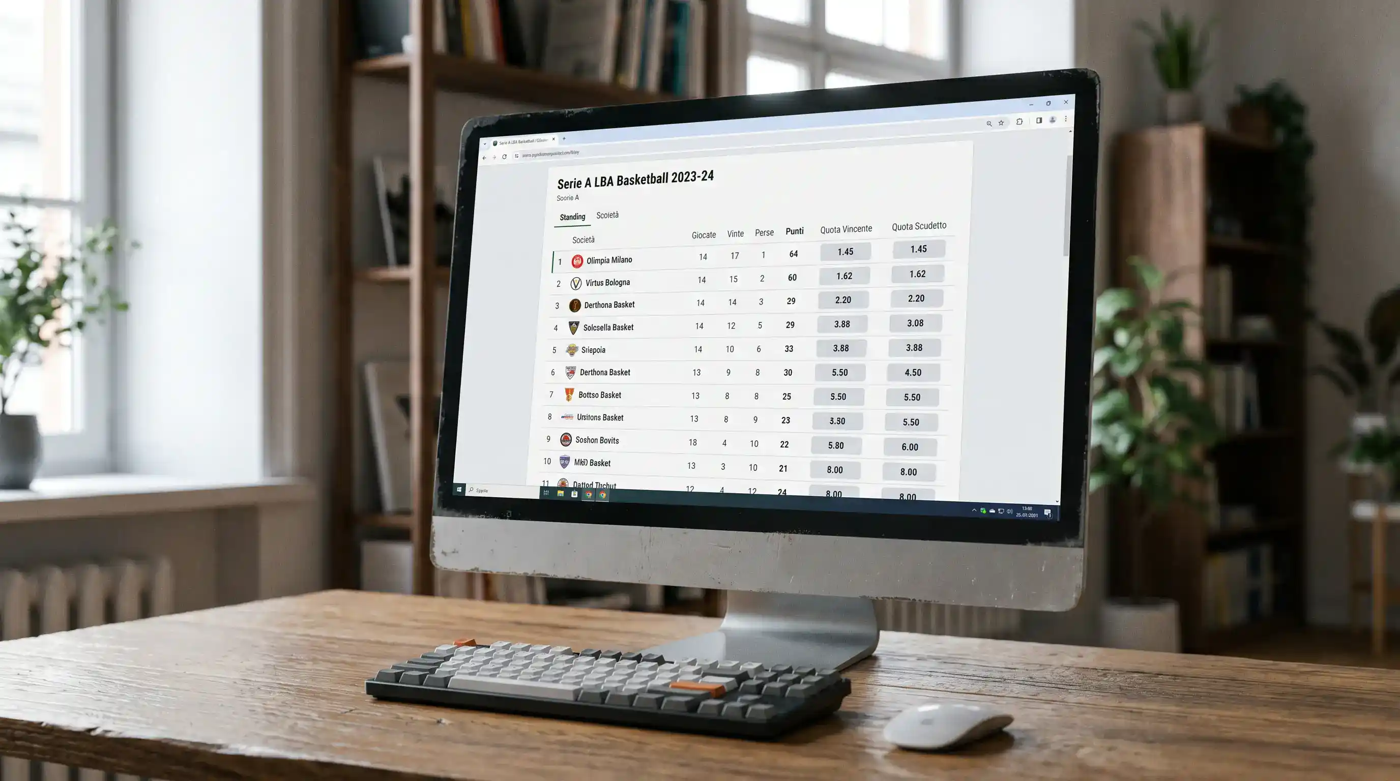 Schermo con classifica LBA e quote degli snodi decisivi della stagione