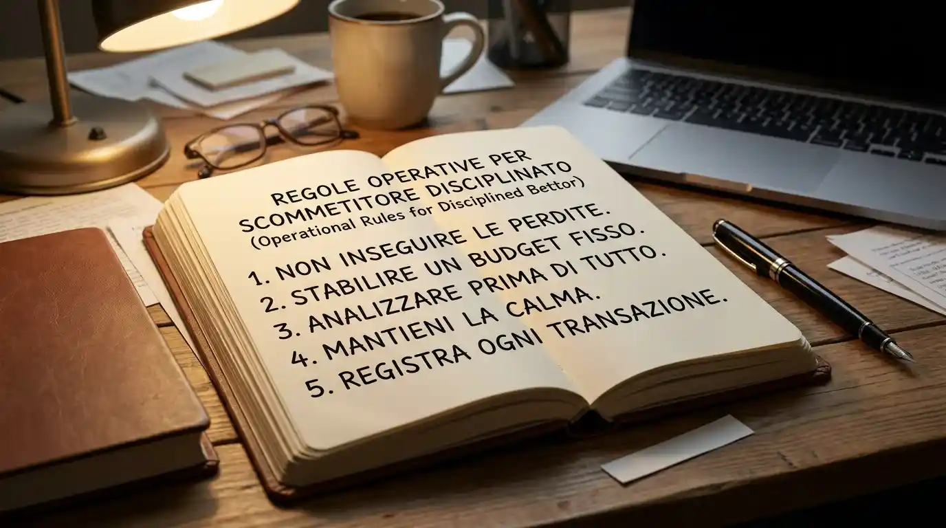Quaderno con regole operative scritte a mano per il giocatore disciplinato