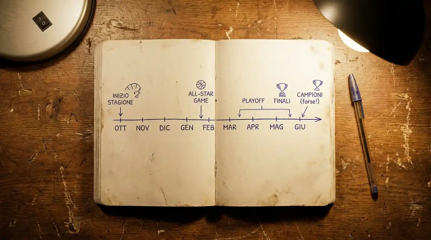 Notebook aperto con timeline del mercato antepost MVP