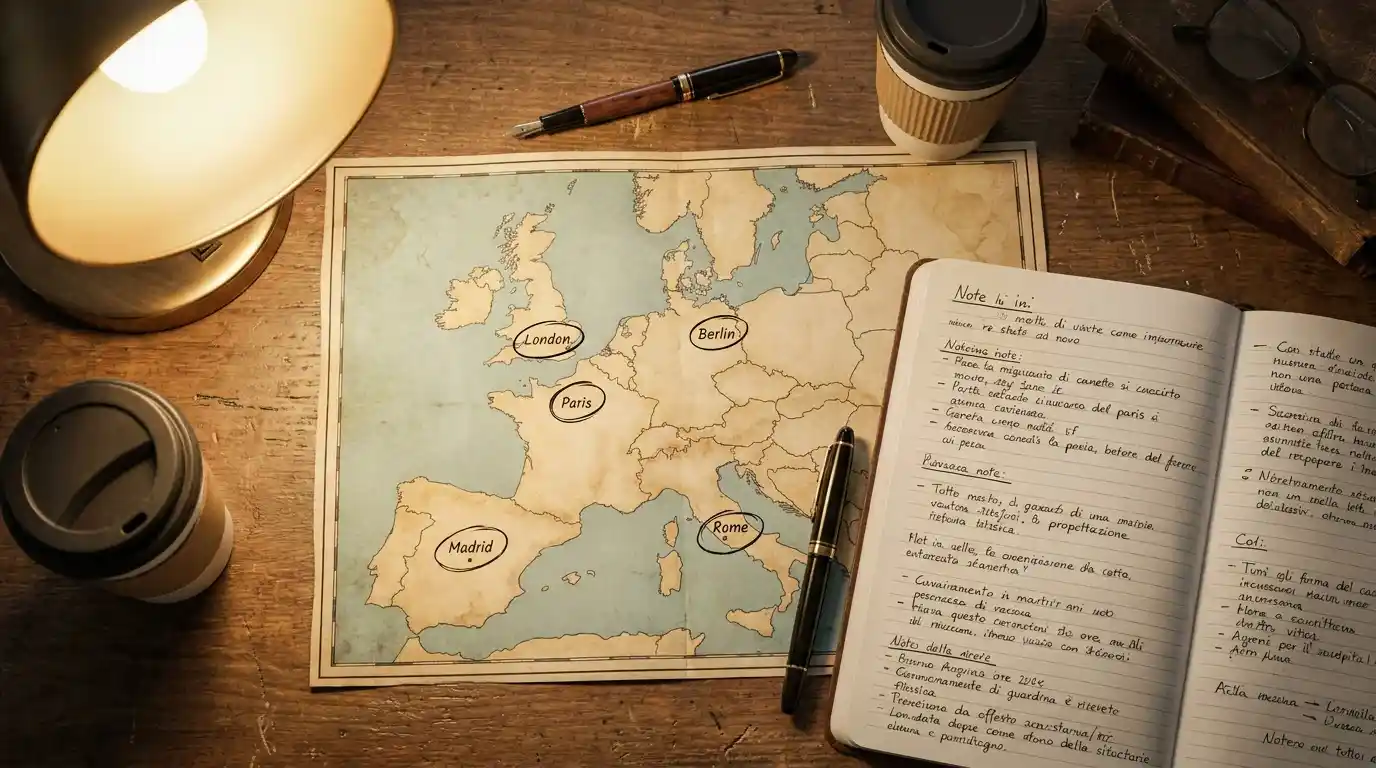 Mappa europea stilizzata con città candidate a ospitare le squadre di NBA Europe