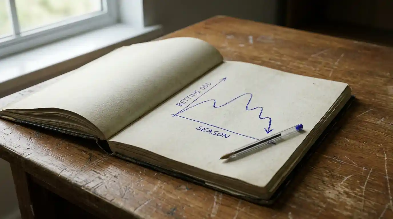 Block notes con grafico semplice sull'evoluzione di una quota antepost